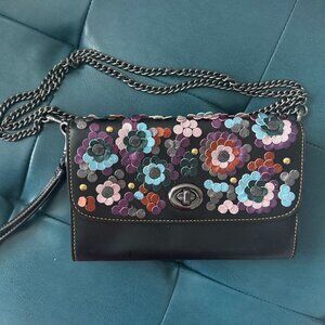 Coach embossed wristlet/crossbody purse